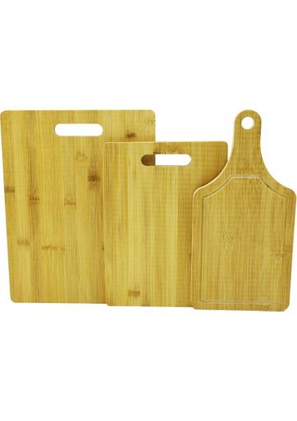 Ahşap Bambu Kesim Panosu 3 Boy Set - 16 x 22 - 20 x 28 - 25 x 33 cm