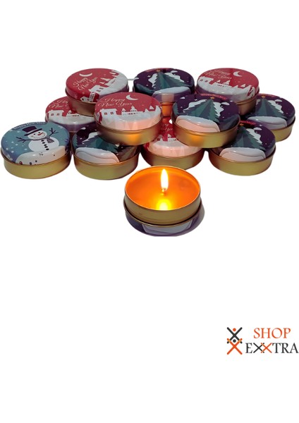 Happy New Year Metal Teneke Mum-Doğal Bal Mumundan Üretildi -1 Adet fiyatları