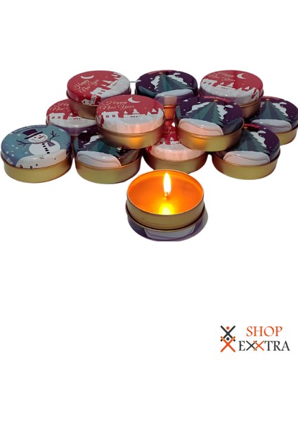 Happy New Year Metal Teneke Mum-Doğal Bal Mumundan Üretildi -1 Adet fırsatları