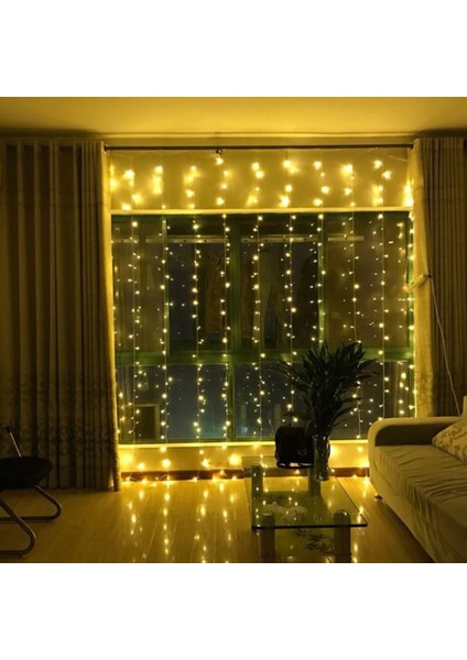 8 Fonksiyonlu 200 LED 10 Saçak Şerit LED 2x2 Perde Ip LED (Gün Işığı) (4767) - EMY1870-9298