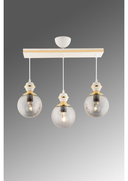 Berru 3 Lü Caka Beyaza Gold Glop Camlı Lüks Salon Avizesi fiyatları