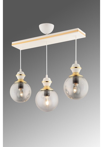 Berru 3 Lü Caka Beyaza Gold Glop Camlı Lüks Salon Avizesi modelleri