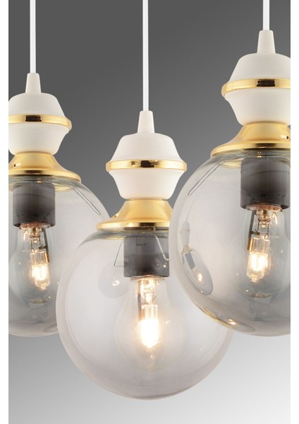 Berru 3 Lü Caka Beyaza Gold Glop Camlı Lüks Salon Avizesi fırsatları