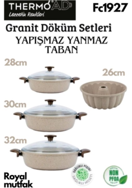 4'lü Vizon Set (28-30-32 cm Karnıyarık Tenceresi-Kek Kalıbı)