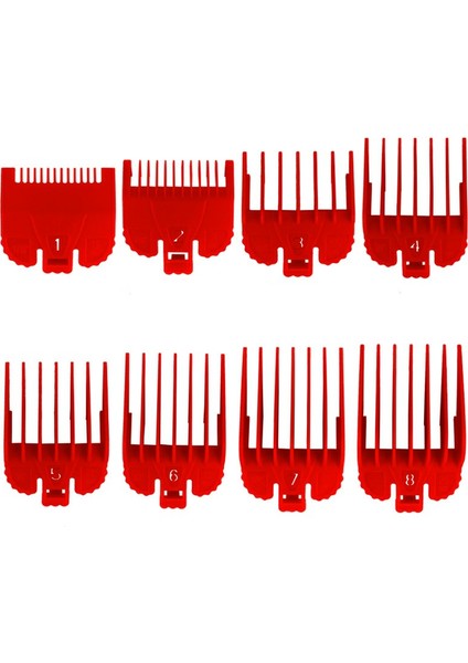 8 Adet Saç Kesme Makinesi Limit Tarak Kılavuzu Ek Parçası Boyut Berber Yedek Parçası 1,5/3/4,5/6/10/13/19/25MM, Kırmızı (Yurt Dışından)