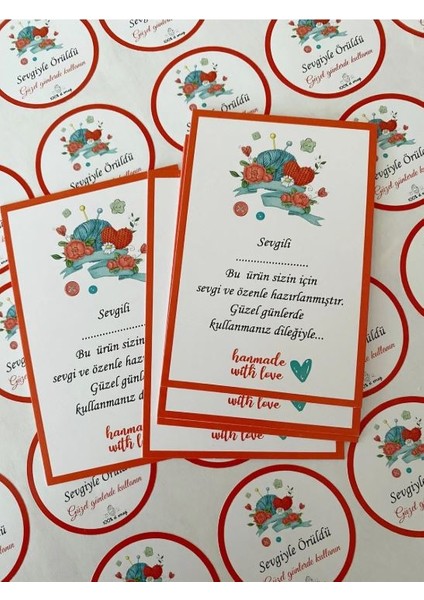 Teşekkür Kartı Sticker Seti Kırmızı