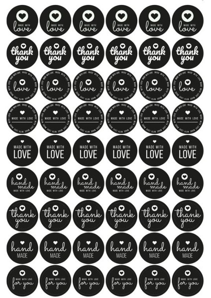 Karışık Sticker Seti Siyah 54 Adet