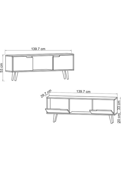 Siena Ahşap Ayaklı Tv Ünitesi Ceviz Televizyon Konsolu 140 cm Ekonomik Modül Seh fırsatları
