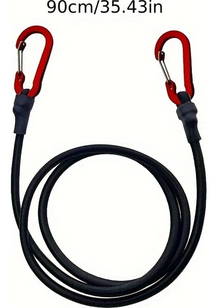 Tcherchı 90CM Kırmızı Karabinalı Çok Amaçlı Ağır Hizmet Bungee Kablosu Siyah (Yurt Dışından)