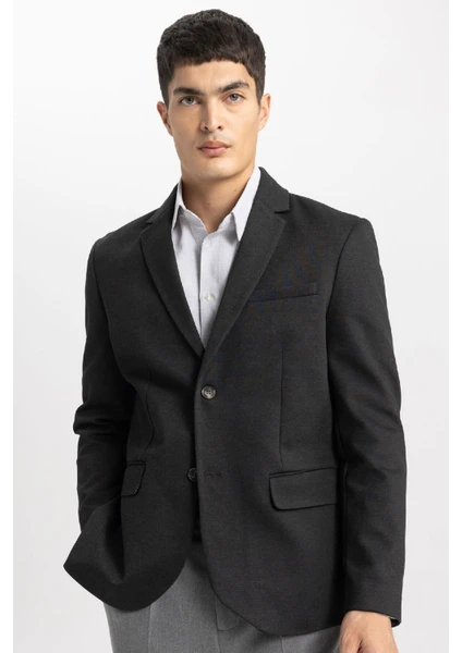 Modern Fit Ceket Yaka Düğmeli Blazer Ceket B0122AX23AU