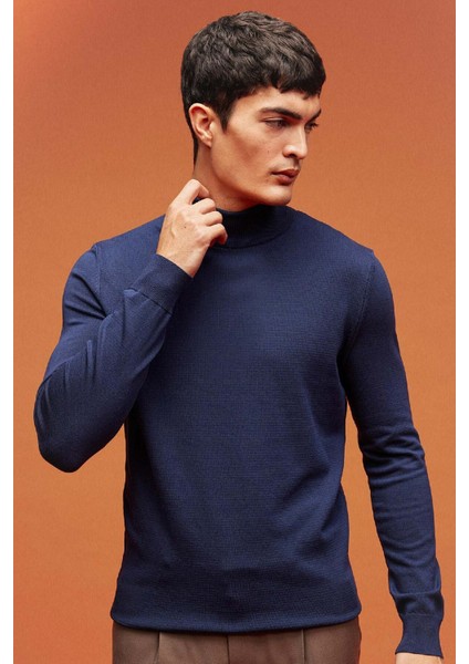 Regular Fit Yarım Balıkçı Yaka Basic Düz Triko Kazak A5282AX23AU