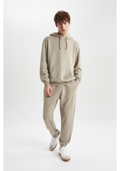 Regular Fit Kapüşonlu Yıkamalı Soluk Efektli Kanguru Cepli Sweatshirt B1118AX23AU