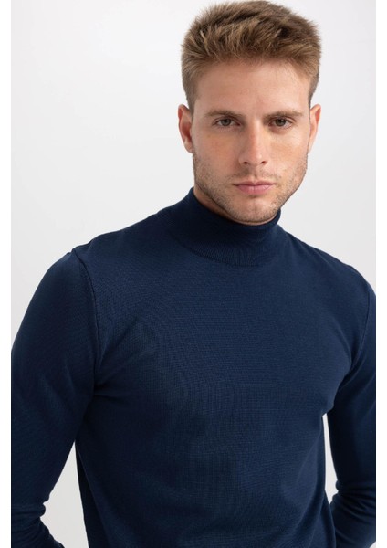 Regular Fit Yarım Balıkçı Yaka Basic Düz Triko Kazak A5282AX23AU