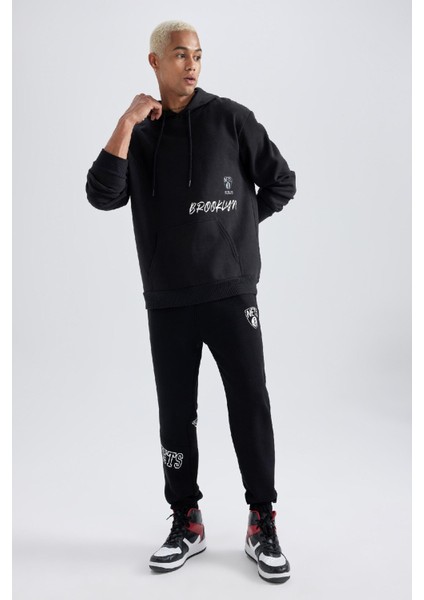 Fit NBA Brooklyn Nets Standart Fit Kapüşonlu Kalın Sweatshirt A9679AX23WN fiyatları