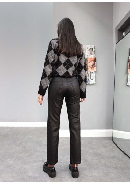 Kadın Mumlu Slim Fit Jean Kahverengi Pamuklu Düz Paça Desenli Model fırsatları