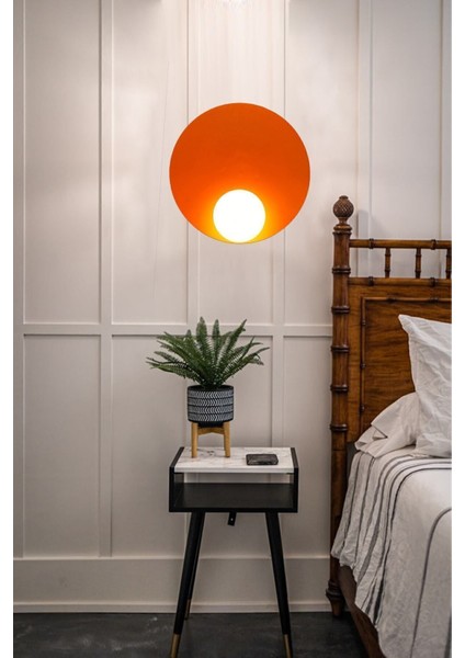 Geniş Turuncu Metal Aplik Mutfak Iç Mekan Salon Cafe Ofis Pastane Modern Dekoratif Aplikleri