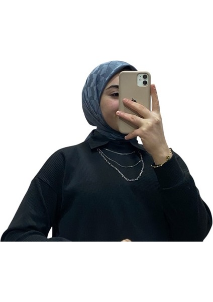 Jakarlı Kazayağı Desenli Eşarp 1039
