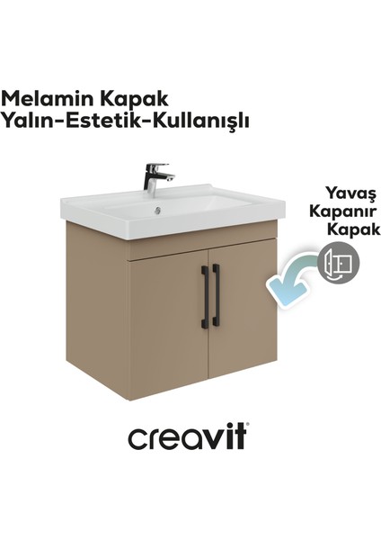 D20 65 cm Kapaklı Lavabo Dolabı Melamin Kapak