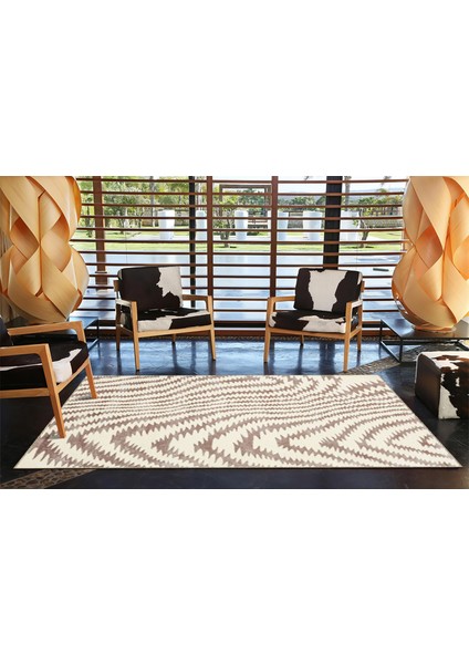 Gri Krem Çapraz Modern Dokuma Taban Halı MIRAVIP481