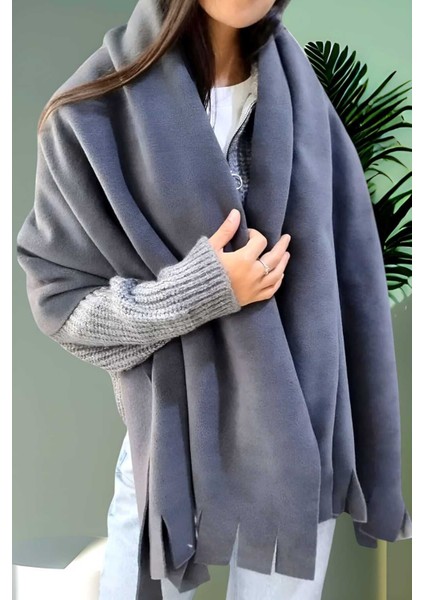Kadın Kışlık Püsküllü Polar Şal 70 x 186