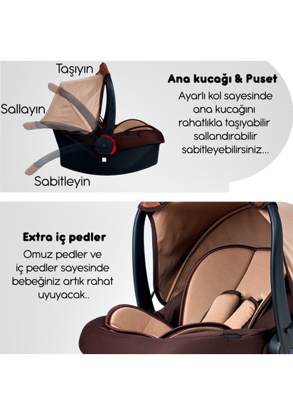 BH-945 Paris Amortisörlü Travel Sistem Bebek Arabası