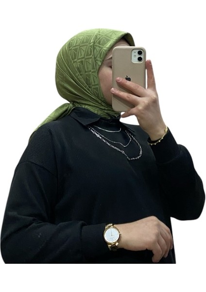 Jakarlı V Desenli Eşarp 1036
