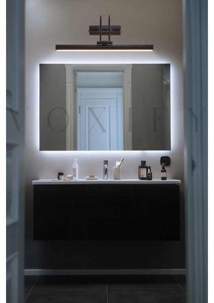 Pilli Mat Siyah Flüt Aplik Banyo Ayna Üstü LED Aydınlatma Beyaz Işık 6500K modelleri