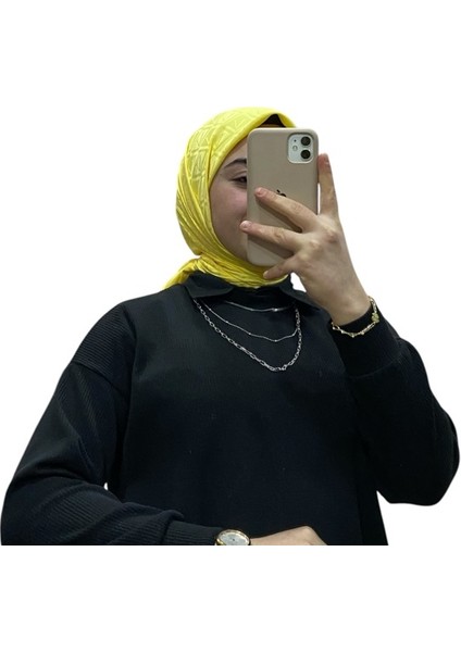 Jakarlı V Desenli Eşarp 1036