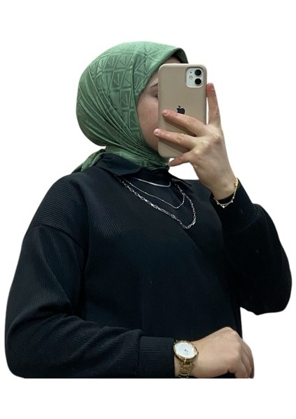 Jakarlı V Desenli Eşarp 1036