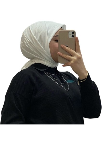 Jakarlı Içiçe Halka Desenli Eşarp 1051