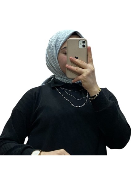 Jakarlı V Desenli Eşarp 1036
