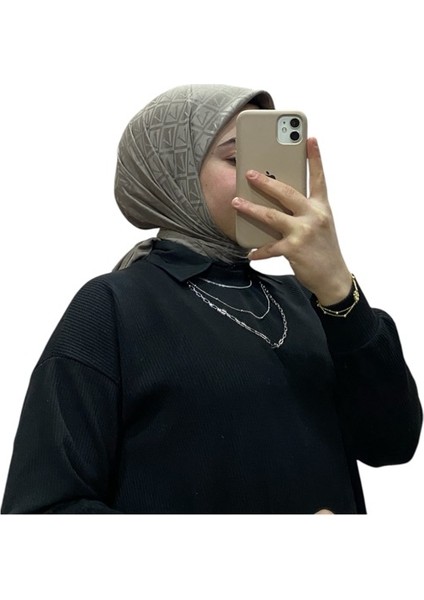 Jakarlı V Desenli Eşarp 1036