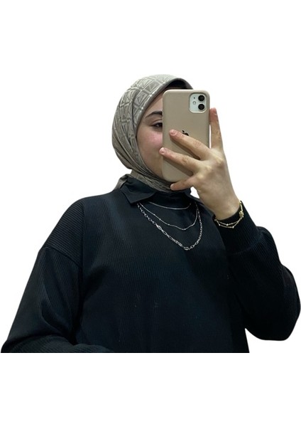 Jakarlı V Desenli Eşarp 1036