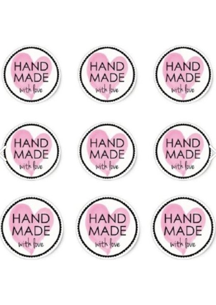Handmade With Love Sticker 70 Adet Pembe