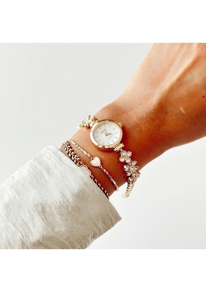 Ovein Gold-Cream Watch | Saat