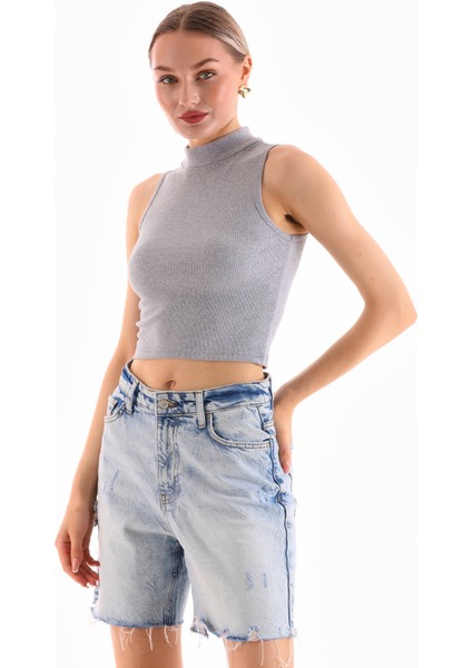 Kadın Likralı Kolsuz Crop Bluz modelleri