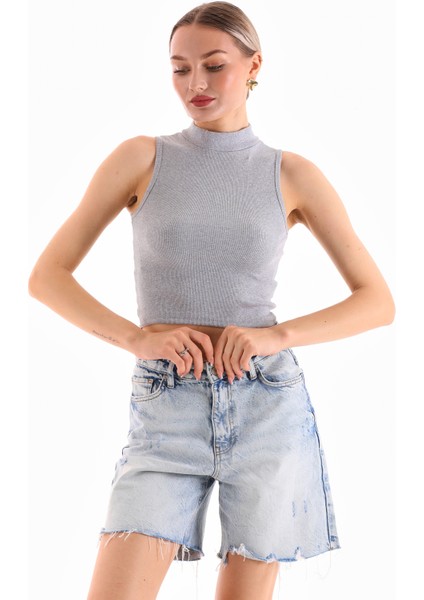 Kadın Likralı Kolsuz Crop Bluz fırsatları