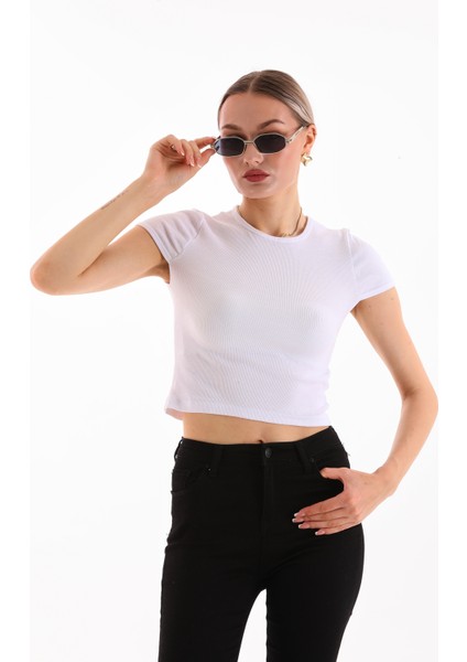 Kadın Likralı Kısa Kol Crop Bluz fiyatları