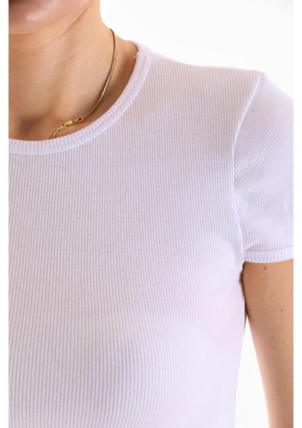 Kadın Likralı Kısa Kol Crop Bluz indirimleri