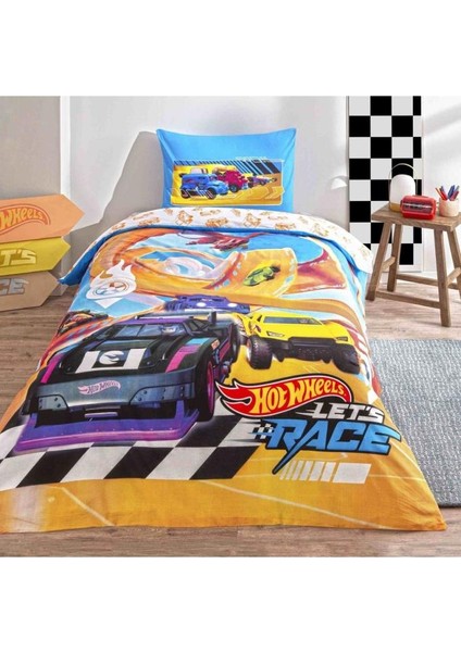 Lisanslı Hot Wheels Let' S Race Tek Kişilik Pamuk Nevresim Takımı