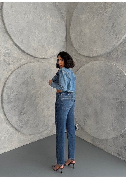 Kadın Taşlı Premium Mavi Kot Pantolon fırsatları