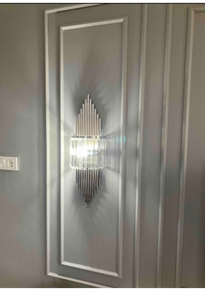 Krom Gümüş Rengi Aplik Duvar Lambası Salon Koridor Otel Restoran Duvar Lambası