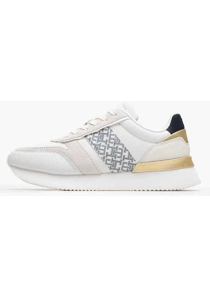 Kadın Beyaz Th Monogram Logolu Sneaker