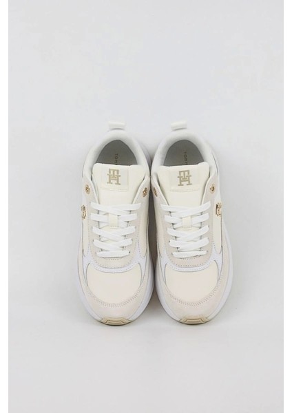 Kadın Beyaz Monogram Logolu Sneaker