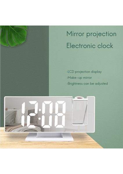 Dijital Projeksiyon Çalar Saat 7.3 Inç Büyük Ayna LED Saat Sıcaklık Erteleme Dimmer Yatak Odası Için Siyah (Yurt Dışından)