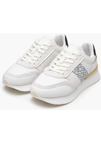 Kadın Beyaz Th Monogram Logolu Sneaker