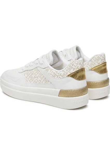 Kadın Beyaz Monogram Logolu Court Sneaker fırsatları