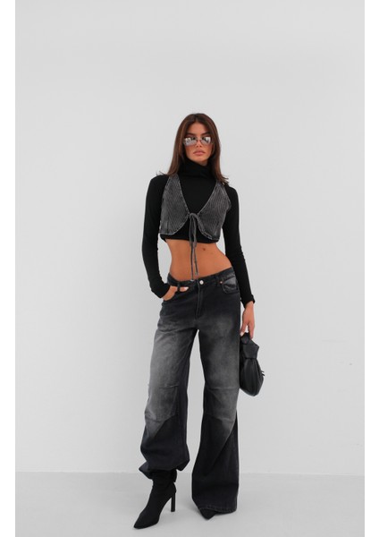 Yelek Form Denim Siyah Bra