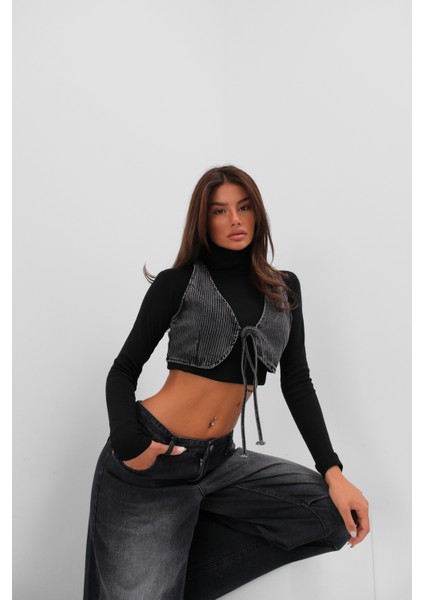 Yelek Form Denim Siyah Bra modelleri