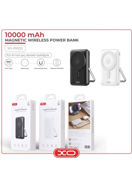 30W Fast Hızlı Type-C Usb-C Wireless Kablosuz 10000 Mah Taşınabilir Şarj Aleti Powerbank PR233